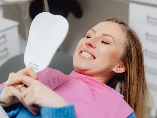 Happy patient at a dental clinic